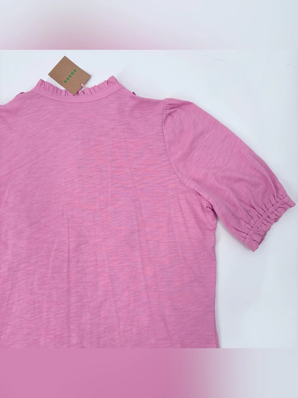 BODEN Formica Pink Eda Ruffle Front Shirt NWT